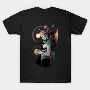 Anglerfish Mermaid Holding Skull - From the Depths T-Shirt